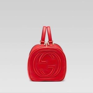 Gucci Soho Boston Bag Red Leather Top Handle